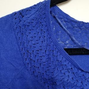 NWOT Cobalt Blue crochet detail shirt